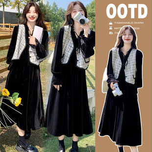 Breastfeeding Clothes for Going Out Autumn and Winter dress Autumn and Winter New Hot Mom Postpartum Breastfeeding Long Dress Vest Two-Piece Set