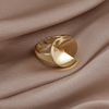 Small design retro one size golden metal ring, European style