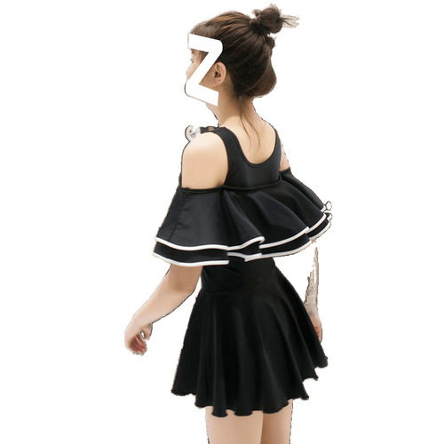 Parent-child swimwear mother and daughter one-piece flat-leg pants that cover the stomach and make you look slimmer Korean-style shoulder-revealing children's swimsuits for girls parent-child swimwear