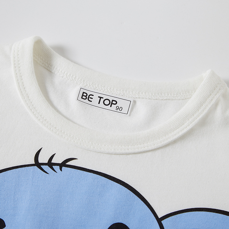 Camisa de verano personalizada para niños, patrón de elefante de dibujos animados de media manga para niños, T de manga corta para niños, ropa de algodón para bebés