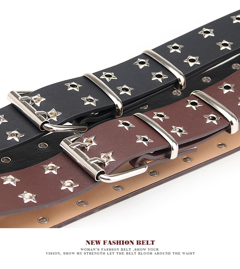 142g Weight Belt Classification Fashion Star Pu Leather Iron Women'S Leather Belts