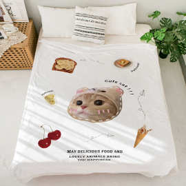 ins风萌宠小猫法兰绒毛毯空调办公室沙发毯午睡午休 家用披肩毯子