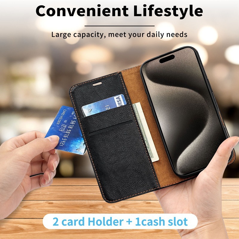 Leather Wallet Case For Iphone 17 With 16 Card Slots Protection_voghion.com