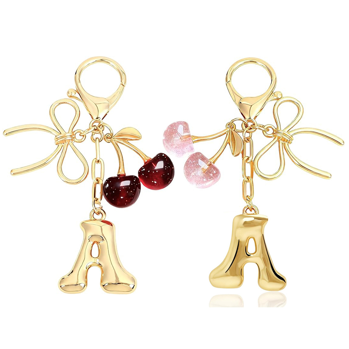 跨境欧美可爱合金泡泡字母钥匙扣定制樱桃蝴蝶结钥匙链女包包挂饰