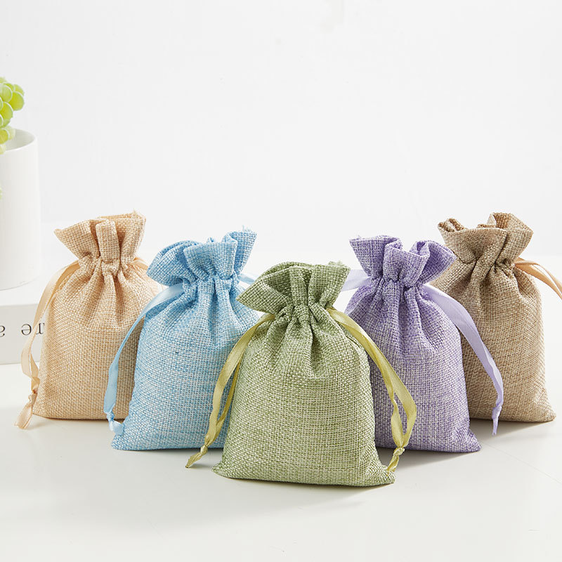 厂家直供麻布袋饰品首饰包装抽绳束口袋多色香囊袋可印logo现货