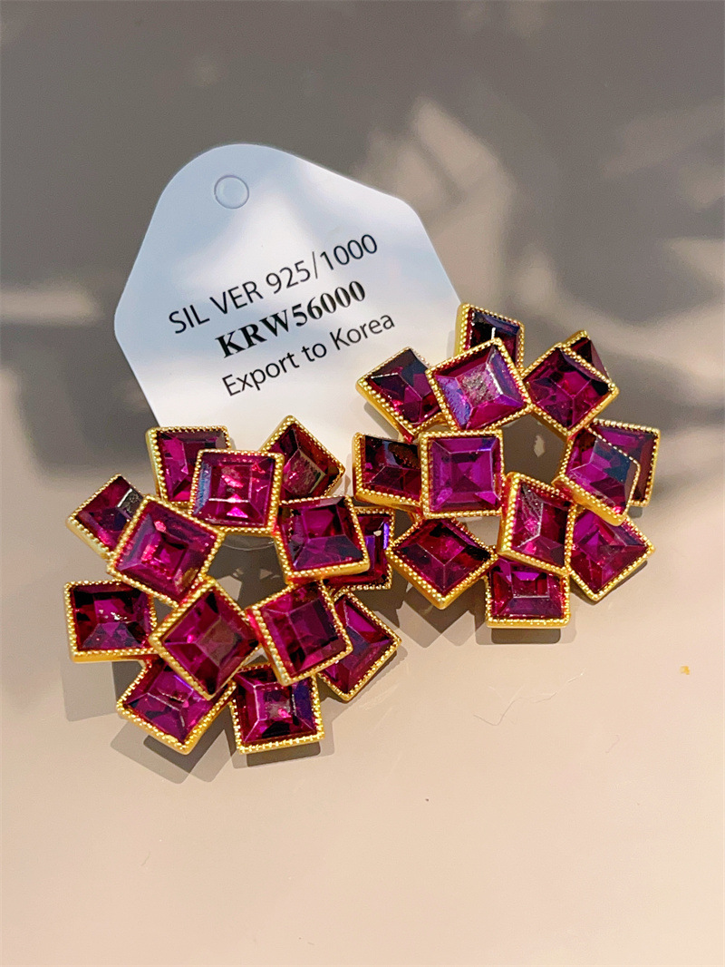 1 Pair Quantity 1 Pair Exaggerated Geometric Plating Inlay Copper Zircon Earrings