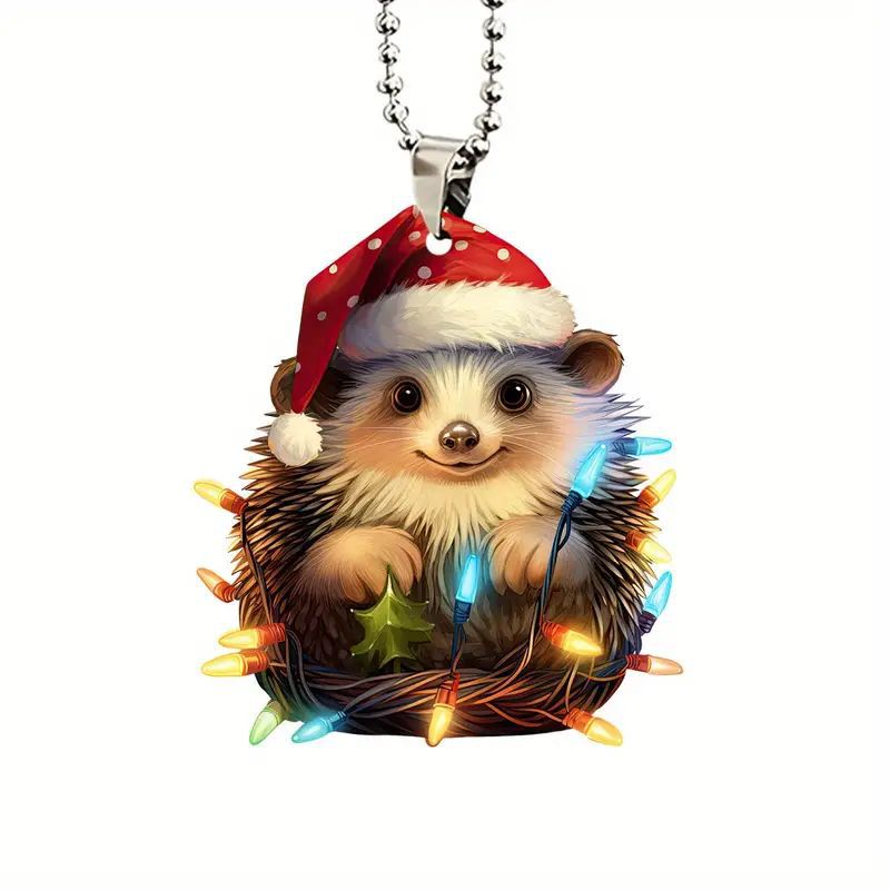 Navidad nuevo adorable erizo colgante de vacaciones plano transfronterizo automóvil espejo retrovisor interior decoración colgante