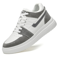 Satinated breathable cowhide men's shoes, new trendy sports casual shoes, invisible inner lift 8cm white men's shoes, fashionable men's shoes