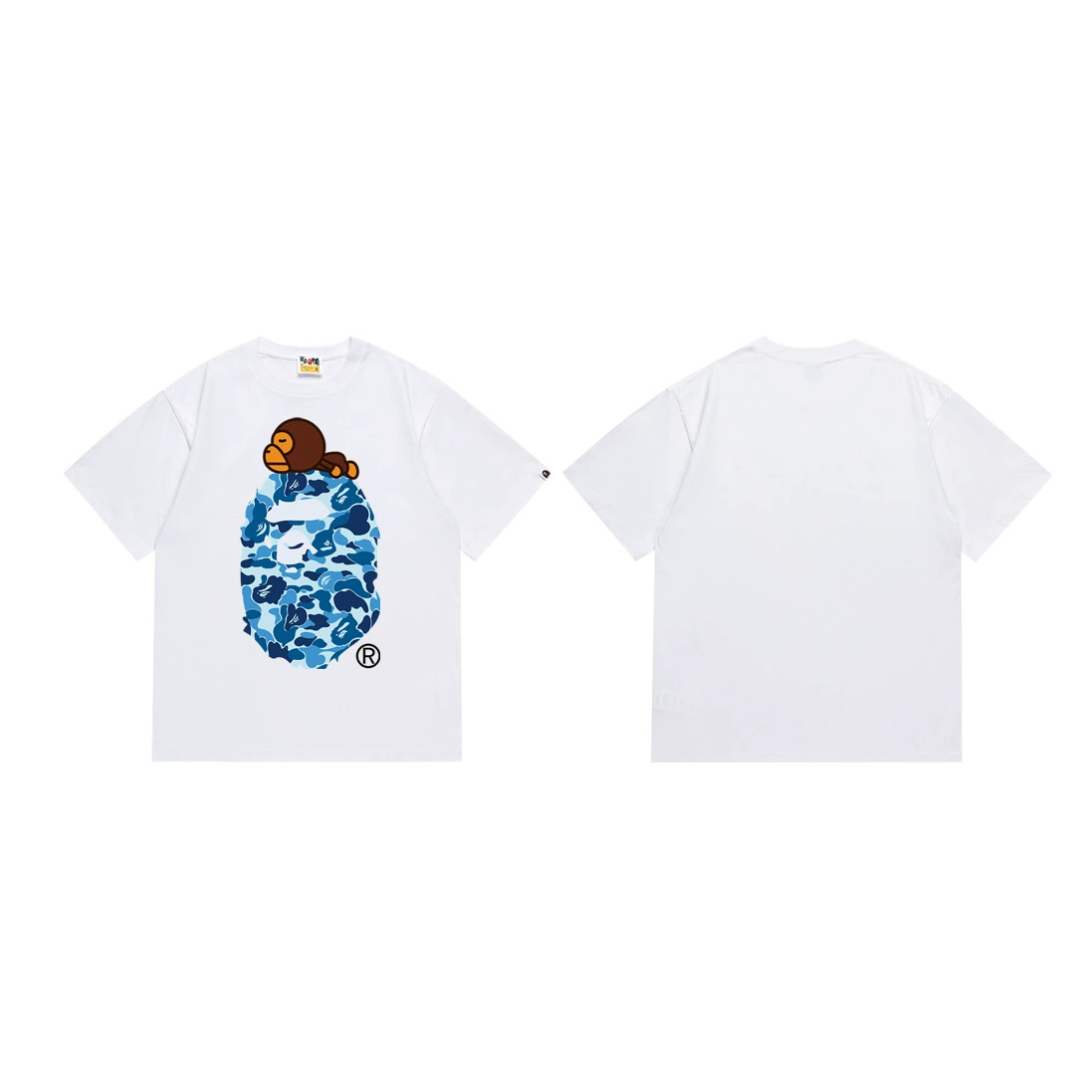 Короткая футболка повседневная с коротким рукавом (BAPE) двойной пряжи унисекс, разноцветная и размеры S–XXL