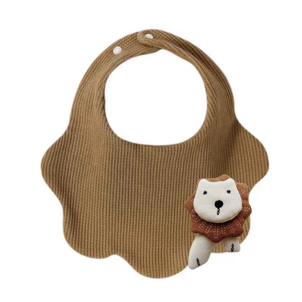 갈색 사자 입체 턱받이