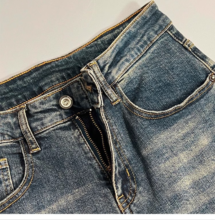 Autumn And Summer New Korean-style Handsome Small-footed Jeans, Slim-fitting, Comfortable, Elastic, Washed And Old-fashioned Nine-point Pants_viptrois.com