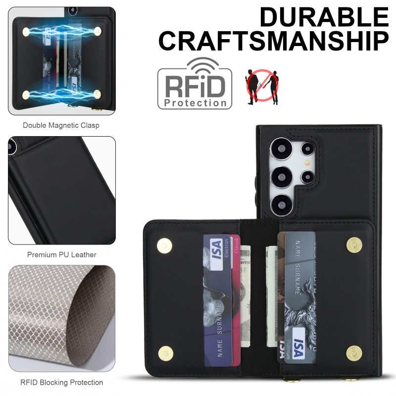 Suitable for Samsung S26/S25, Cross-Body Card Holder Phone Case, S24U with Card Slot, A17 with Stand + Anti-Theft Swipe Protection Suitable for Samsung S26/S25, Cross-Body Card Holder Phone Case, S24U with Card Slot, A17 with Stand + Anti-Theft Swipe Protection
