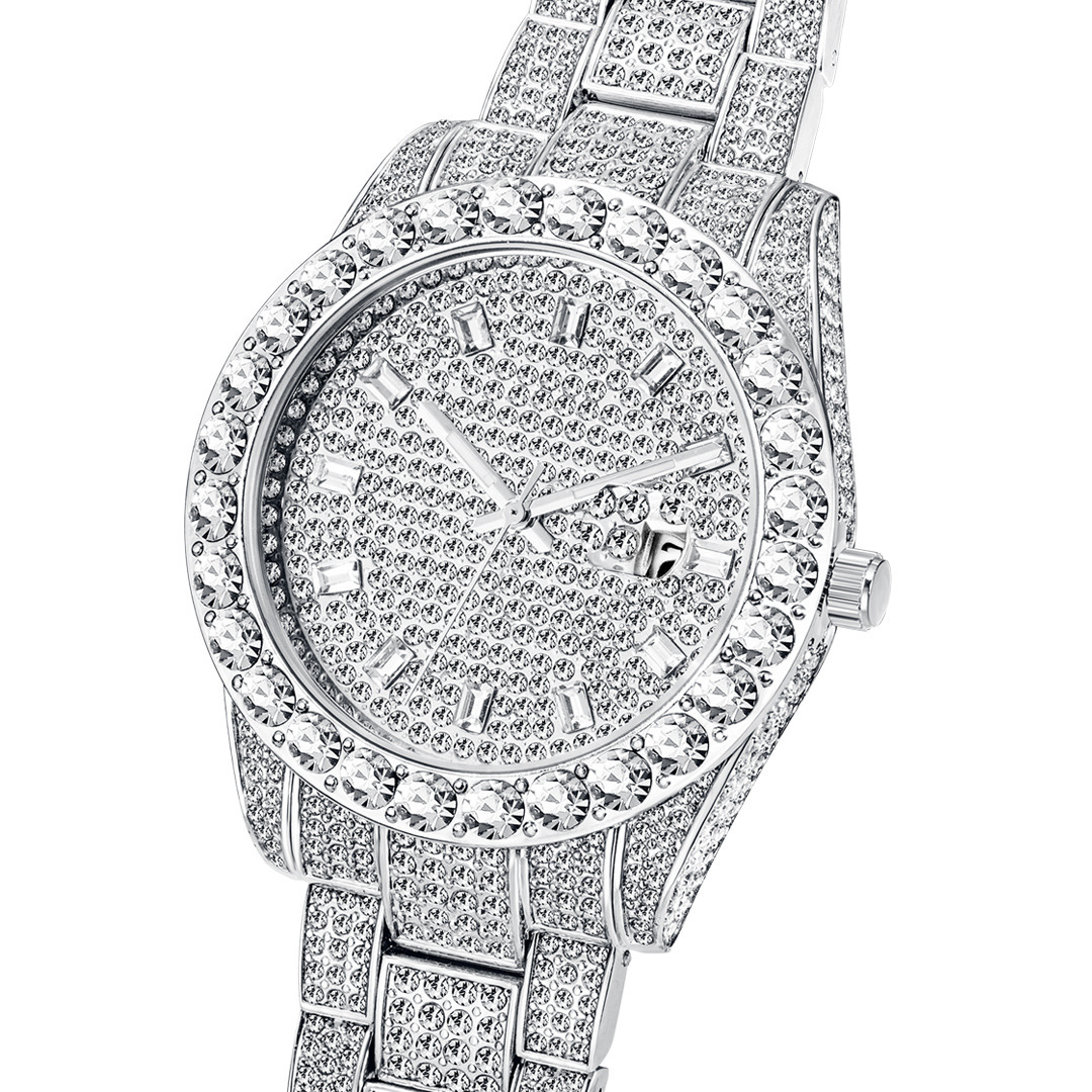 Orologio da uomo al quarzo con quadrante grande oro diamanti_voghion.com