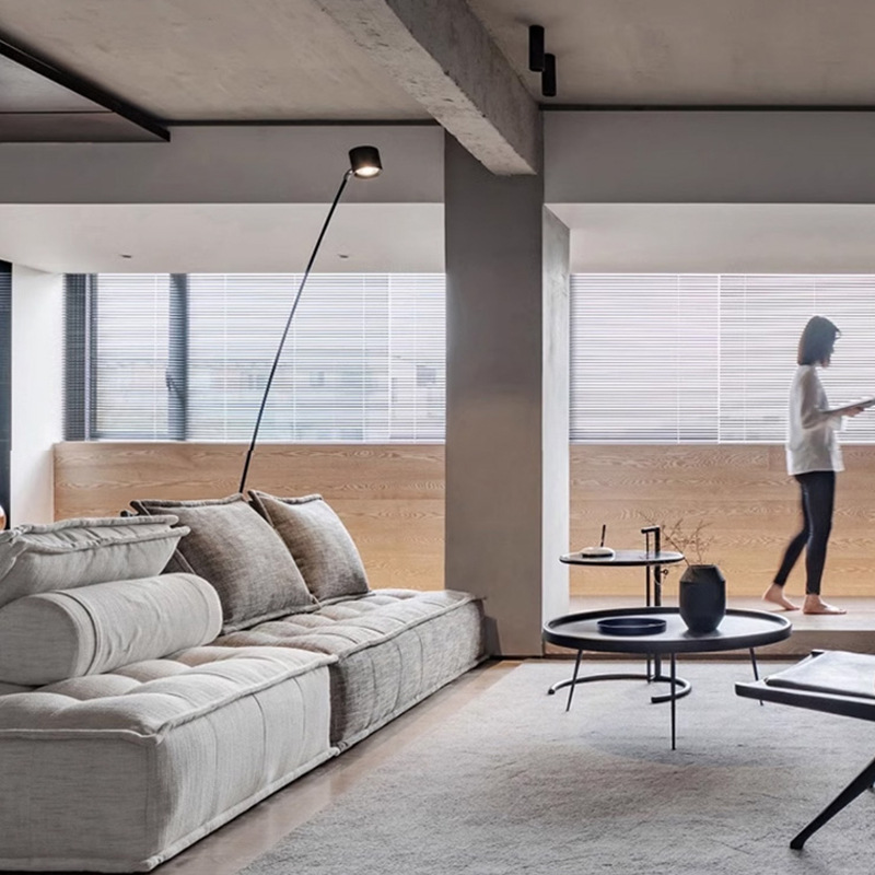 Piamonte Tofu bloque sofá tela apartamento pequeño sala de estar doble cuadrado perezoso algodón y lino sofá modular individual
