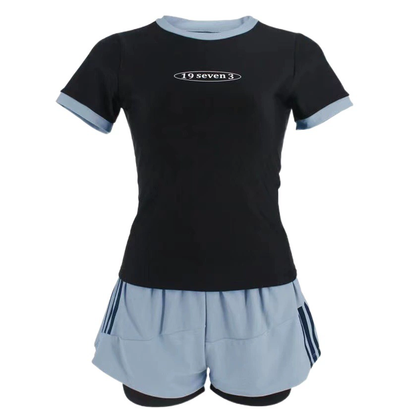 Сплит купальник женский оптом с коротким рукавом консервативный чехол для живота для похудения профессиональный спортивный сексуальный горячий весенний двухкомпонентный Приморский купальник