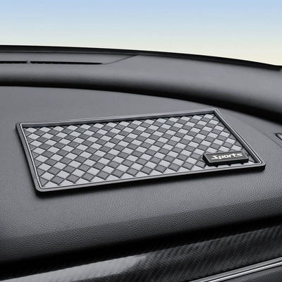 car logo metal label mat, Anti-slip mat - silver-edge-mesh-motion