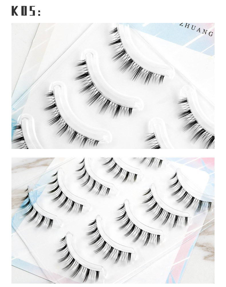 Pestañas belleza maquillaje K01 pestañas simulación natural luz suave aire afilar curling tallo transparente 216 217