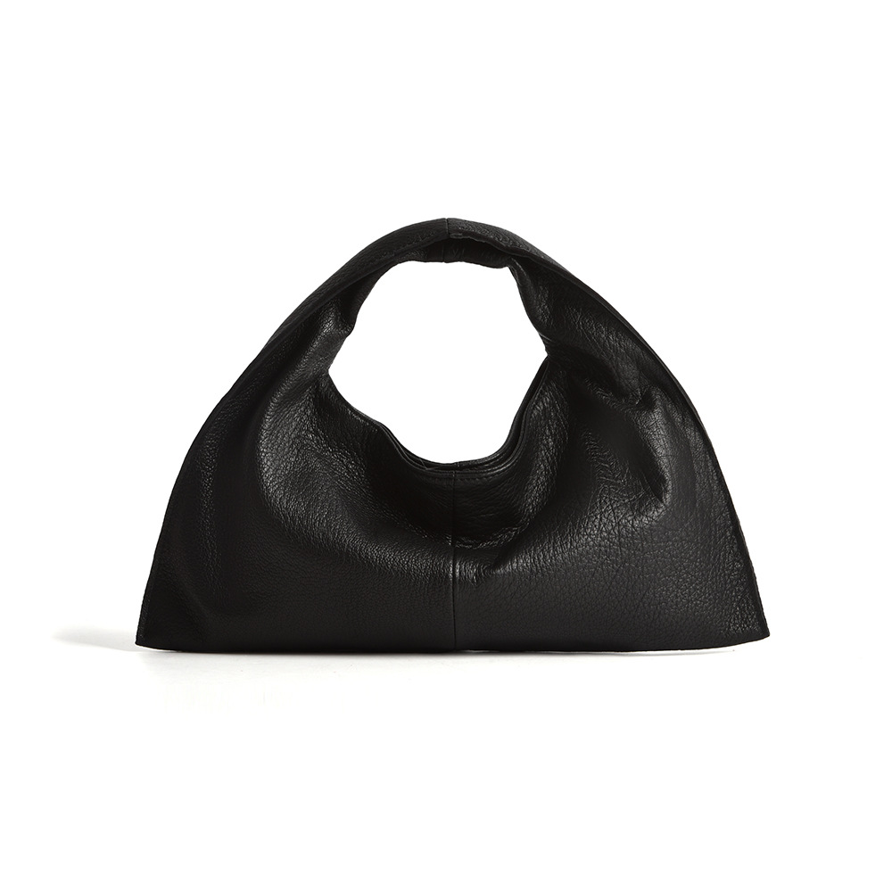 Korean Style Versatile Simple Genuine Leather Casual Commuter Cloud Underarm Bag Retro Large Capacity Textured Lambskin Dumpling Bag For Women - Thumbnail 6