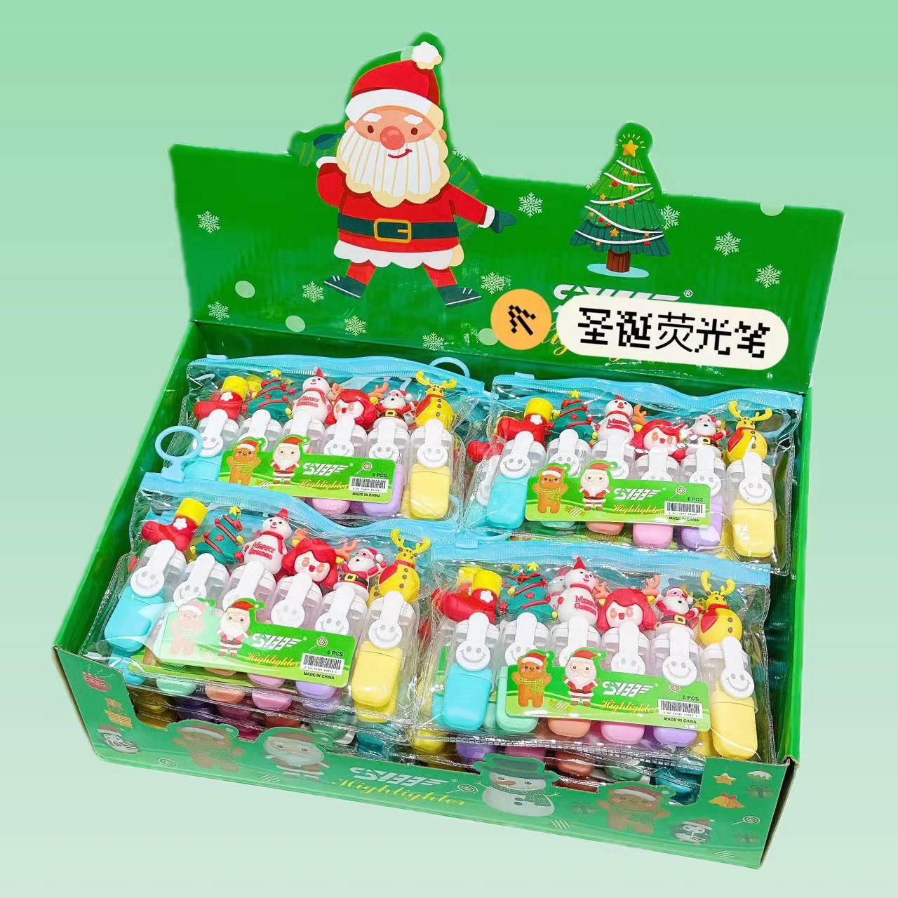 Mini traje de resaltador de 6 colores de dibujos animados de estilo de dibujos animados de aspecto alto estudiante marcador de color marcador clave