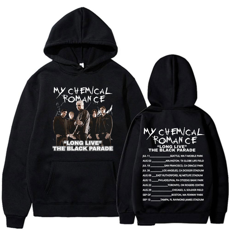 My Chemical Romance Band Hoodie Long Live Black Tour Tour Goth Hooded Sweatshirts Men Women