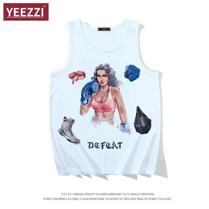 Hell Boxer Century of Fighting Boxing Retro Vest Mesh Jersey Breathable Quick-Dry Loose Sleeveless Tank Top Hell Boxer Century of Fighting Boxing Retro Vest Mesh Jersey Breathable Quick-Dry Loose Sleeveless Tank Top
