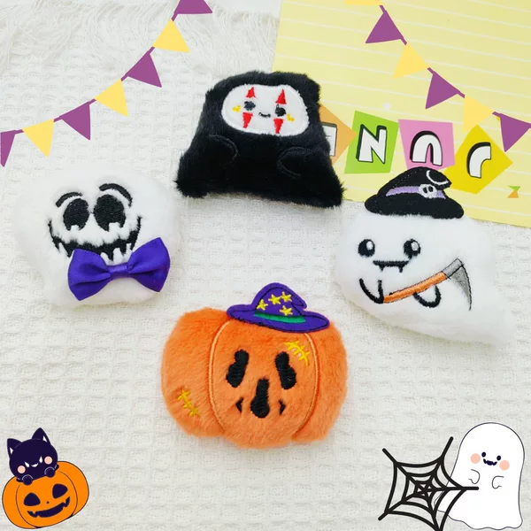 Halloween Atmosphere Funny Plush Brooch Doll Creative Pumpkin Head White Ghost Skull Doll Pin Decoration