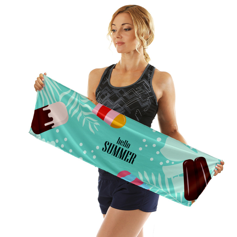 Amazon toalla fría absorción de sudor rápida secado helado toalla portátil de fitness toalla de hielo deportiva toalla de sudor más logo