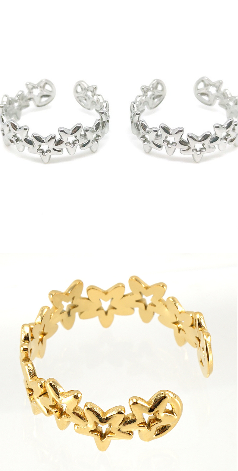 Daily Occasion 304 Stainless Steel Material Simple Style Star Titanium Steel Open Ring Plating Stainless Steel Rings