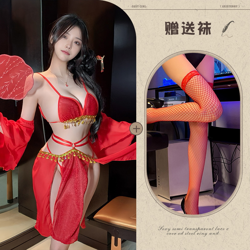 레드 + 레드 망사 스타킹