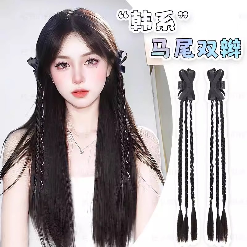Connie Fake Hair Clips with Braid Ponytail for Cosplay and Costume