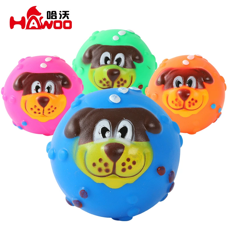 Домашние собаки Собаки Кошки Игрушки Устойчивые к укусу Красочные резиновые мячи для лица Собачий Мяч Прыгающий Мяч Голосовые Игрушки Тедди Собаки