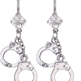 Stainless steel puncture jewelry titanium steel belly button ring navel nail double handcuffs retro belly button wholesale factory direct supply