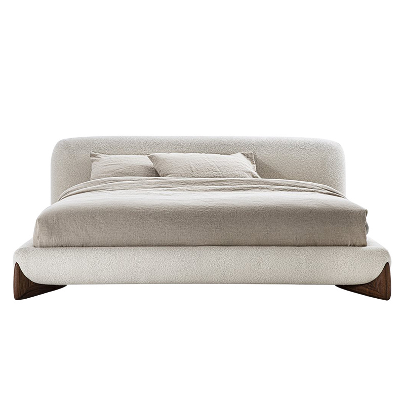 Moderno minimalista cama de boda de 1,8 m tela nórdica cama de madera maciza cama japonesa dormitorio principal minimalista luz cama de lujo estilo ins