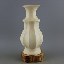 宋定窑白釉开片锁腰多角瓶做旧仿古瓷复古装饰古瓷器收藏古玩摆件