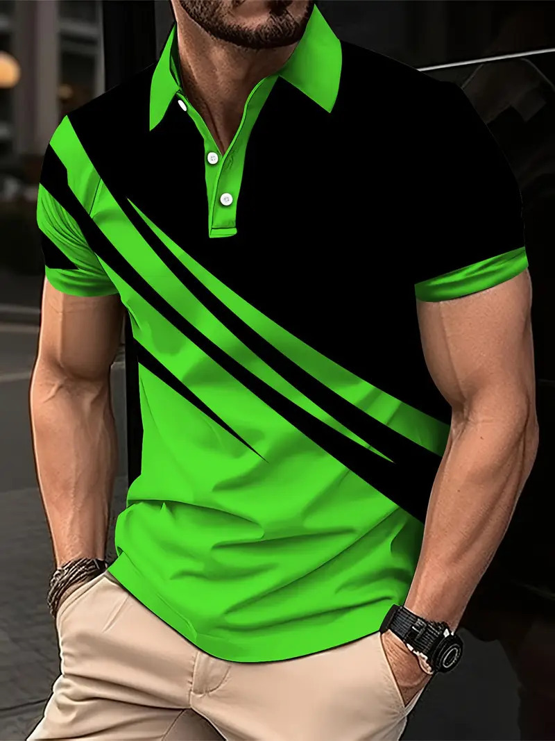 Comercio electrónico transfronterizo comercio exterior nuevos productos tops para hombres gráficos geométricos impresión 3D casual solapa camisa POLO MB13