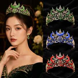 跨境亚马逊新款皇冠新娘头饰魔法坏女巫皇冠发饰合金高档发箍王冠