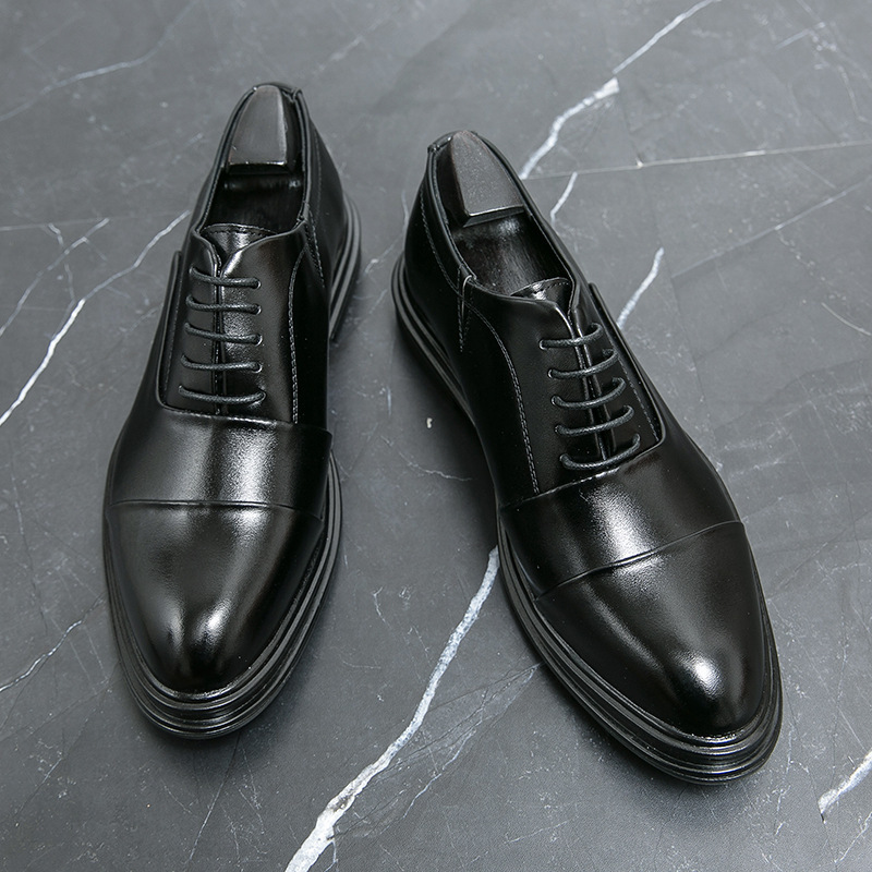 Zapatos de cuero transfronterizos de hombre grandes zapatos de cuero de moda de costura baja correa de punta punta zapatos de negocios casuales zapatos de derby para hombres