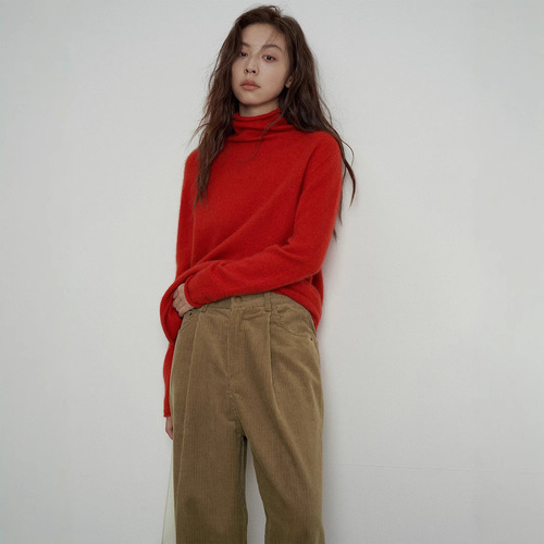 Love and Nancy Thirteen Lines 2024 Winter Turtle Collar Raccoon Raw Velvet Seamless One-piece Super Atmosphere Sweater 31008