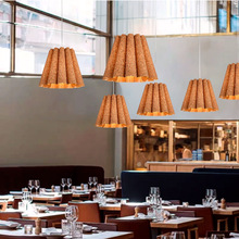 高档酒店会所餐厅吊灯火锅店饭店餐饮包间装饰灯软木布艺吊灯造型