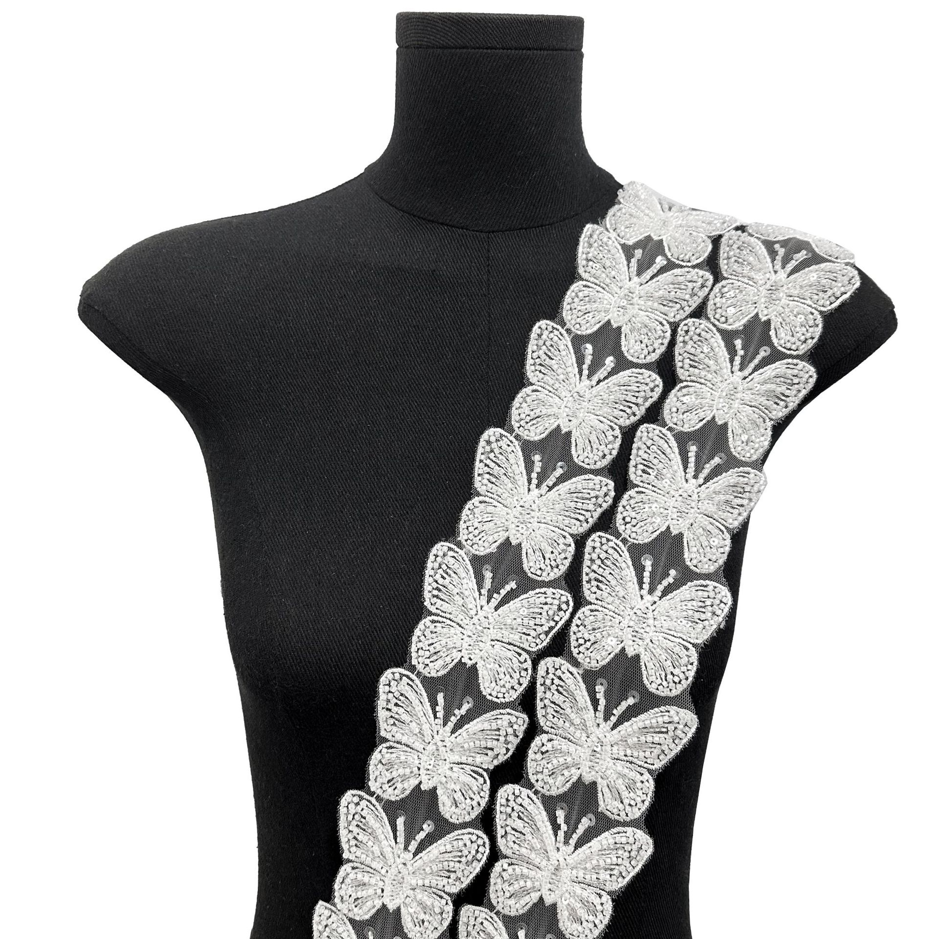 Blanco encaje bordado mariposa encaje exquisito modelado tridimensional ropa infantil accesorios de cabello accesorios de decoración accesorios de alta calidad image 7
