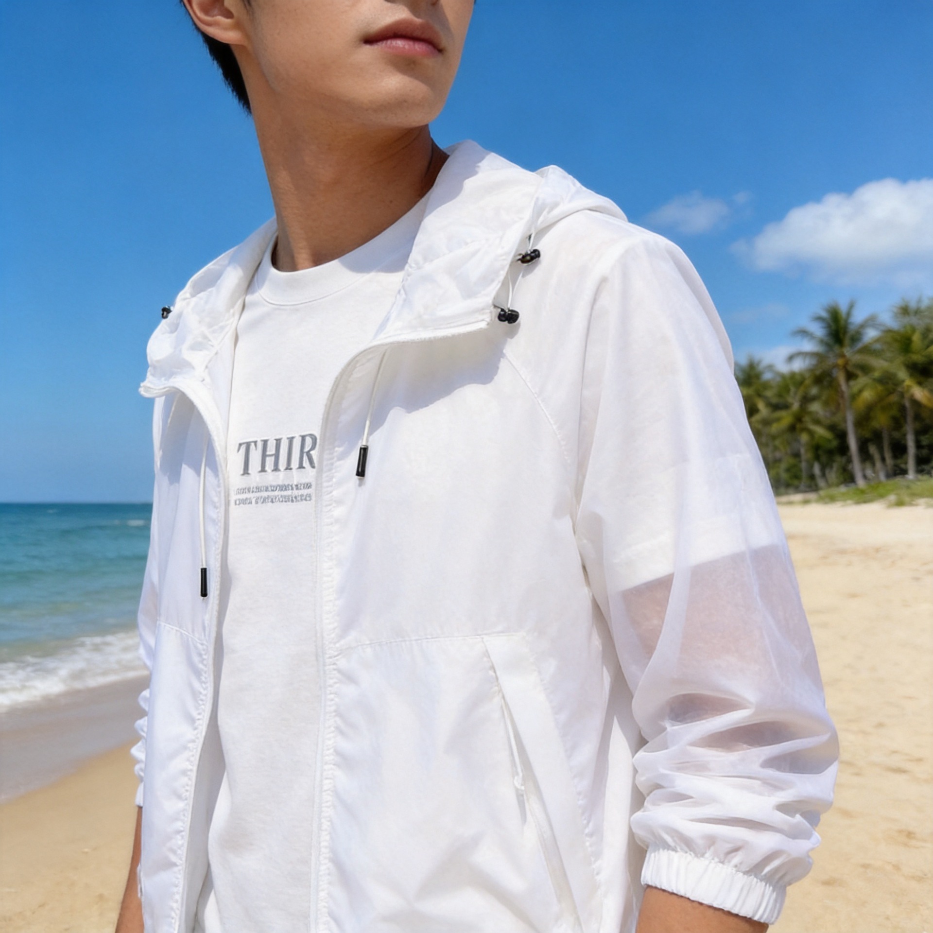 2025夏季新款连帽防晒衣男士高级感潮牌时尚百搭休闲薄款夹克外套