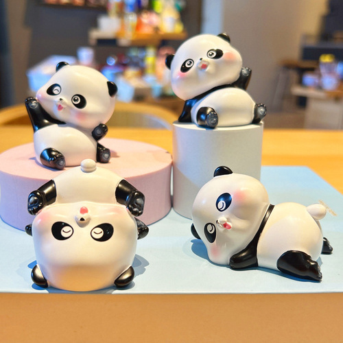 Cute panda rolling cartoon doll car ornaments home decoration desktop ornaments resin crafts small gifts
