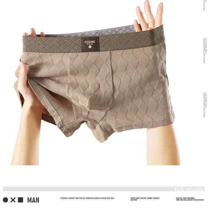 New Autumn and Winter Men's Boxer Briefs, Textured Cotton, Breathable and Comfortable, Simple Solid Color Four-Corner Shorts