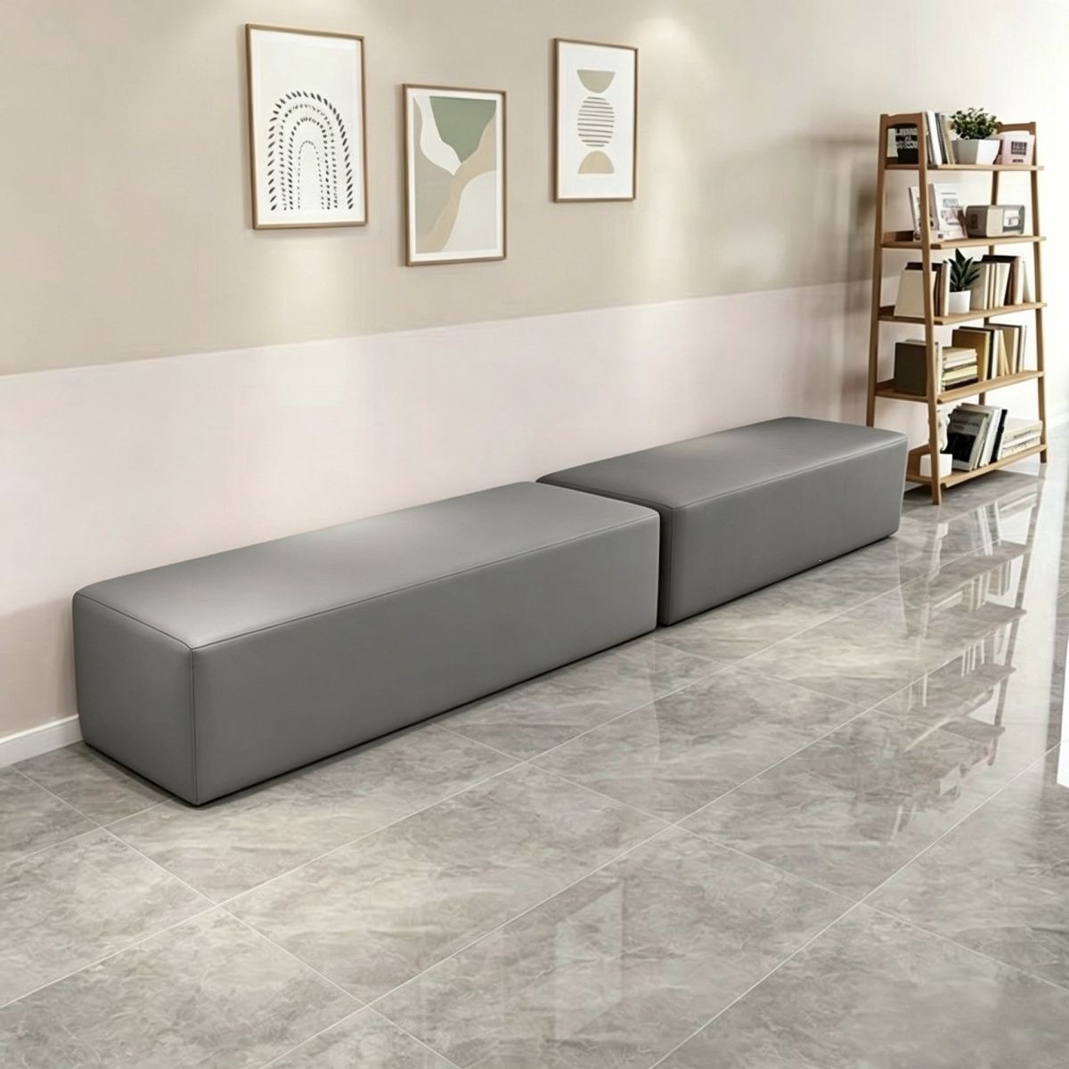 Waiting chair, rest area sofa, reception bench, training institution long bench, simple office reception commercial soft cushion stool