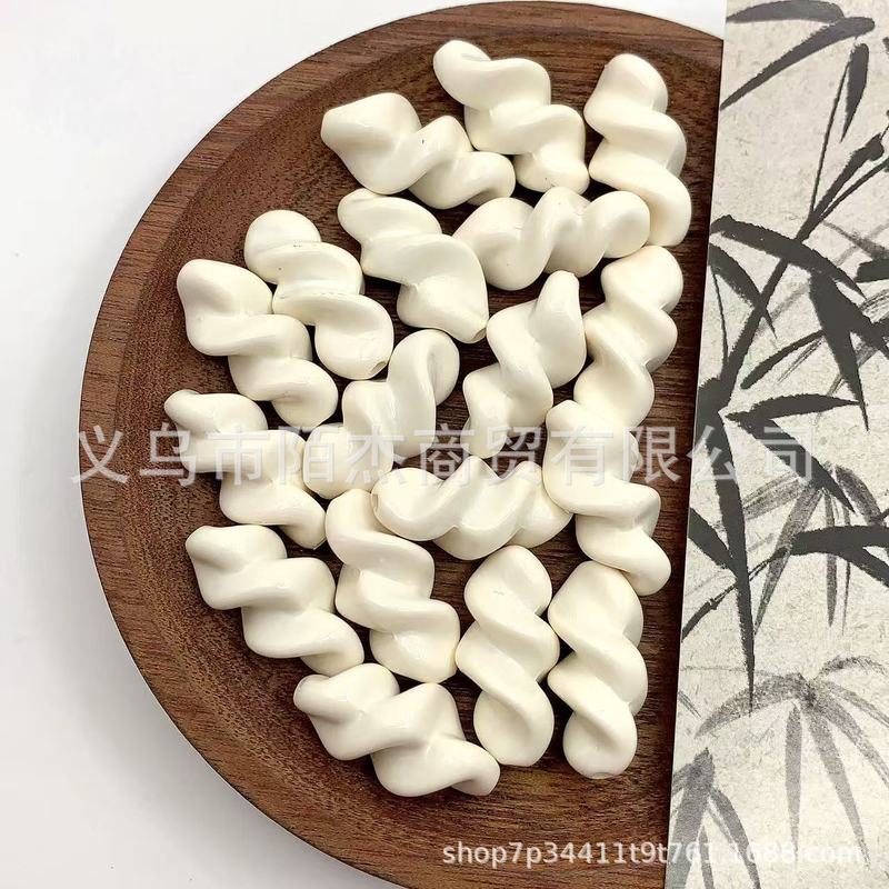 直孔烤漆15色浪味仙螺纹彩色珠 DIY串珠散珠手机链条挂件材料配饰|undefined