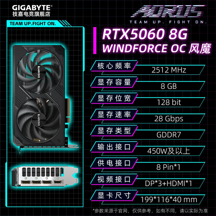 Гига 5060 Фэнмо OC RTX5060WINDFORCE OC8G настольная игровая видеокарта с двумя вентиляторами подходит для