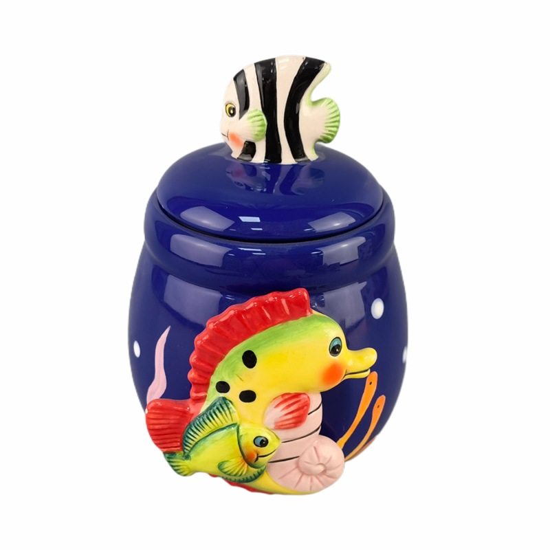 Cavallo de mar cerámico transfronterizo dibujado a mano en relieve tanque de azúcar tanque de almacenamiento estilo europeo adorable serie marino modelado suministros de cocina