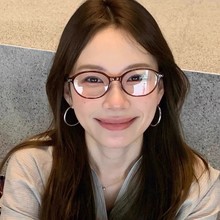 复古玳瑁色书呆子眼镜框女高级感椭圆框TR90眼镜框架近视眼睛可配