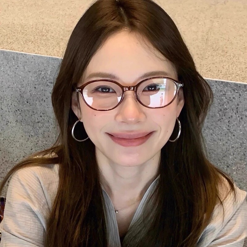 Retro Tortoiseshell-Colored Nerd Glasses Frame for Women, High-End Oval Frame Tr90 Eyeglass Frame, Suitable for Prescription Lenses