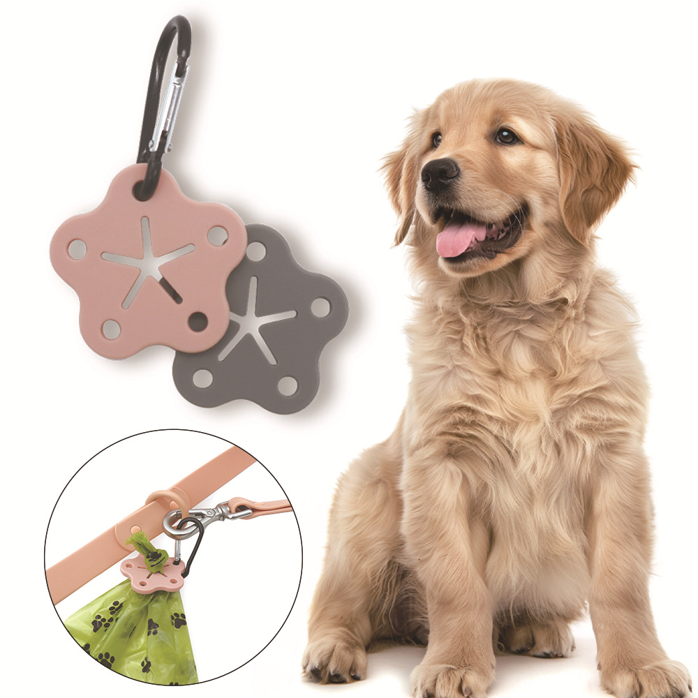 Cross-border new pet poop bag handle garbage bag dispenser clip silicone pet shit bag storage handle